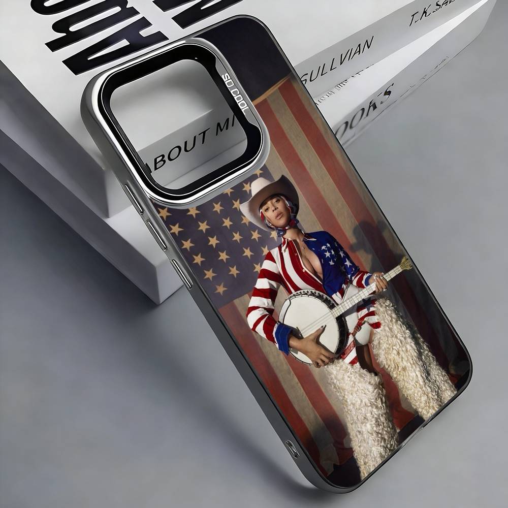

C-Carter Cowboy B-BEYONCE Phone Case For iPhone 17,16,15,14,13,12,11 Plus,Pro Max,Colored Silver Phone Case iPhone16plus
