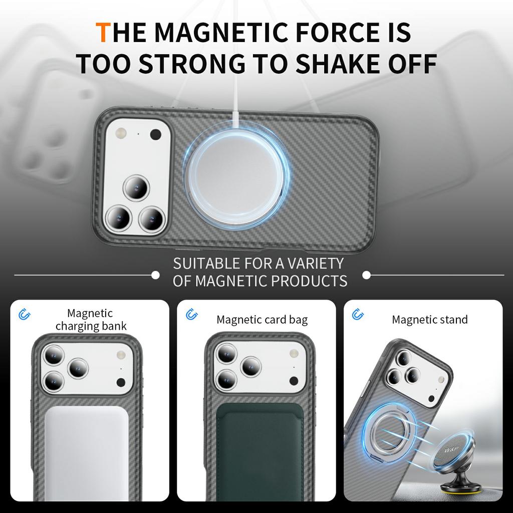 For iPhone 17 Magnetic Case Skin-Feel Rubberized PC + TPU Phone Cover Compatible with MagSafe