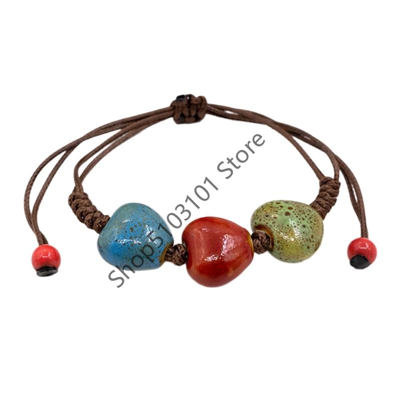 Big Eye Cat Bracelets for Women Men Sweet Cool Heart Ceramic Beaded Bracelet Adjustable Braided Rope Aesthetic Party Jewelry