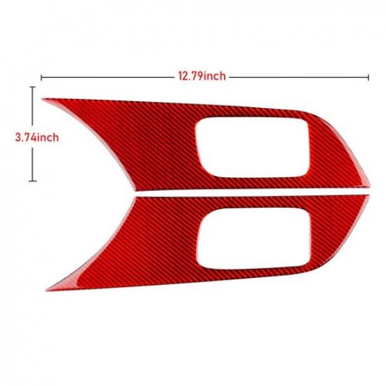 RED Door Handle Panel Cover Carbon Fiber Sticker For Mitsubishi LANCER 2008-2015