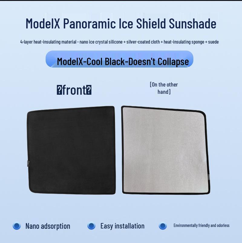 

Tesla Model X Gen 3 Static Sunroof Ice Shield & Suede Sunshade Standard