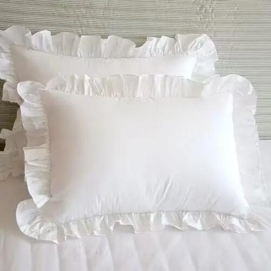2Pcs Minimalist Ruffle Pillow Case for Living Room 48x74cm 40x60cm 30x50cm Pillow Cover White Color Pillowcases