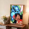 Pełne Round Diamond Painting Lilo & Stitch Sztuka Obraz z Dżetami Mozaika DIY 5D Haft Krzyżykowy Dekoracja Domu
