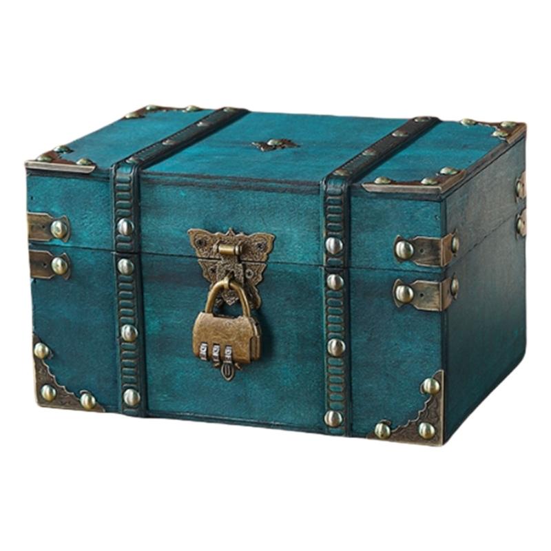Dekorative Holzkiste für Schmuck und private Besitztümer Elegante Schatztruhe mit kleinem Metallschloss Bürodekoration