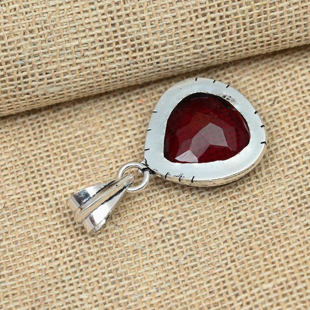 Fancy Garnet Gemstone Solid 925 Sterling Silver Handmade Dainty Pendant Jewelry