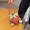 Cute little bag summer 2025 Mori girl foreign style shoulder crossbody knitted cartoon strawberry bucket bag