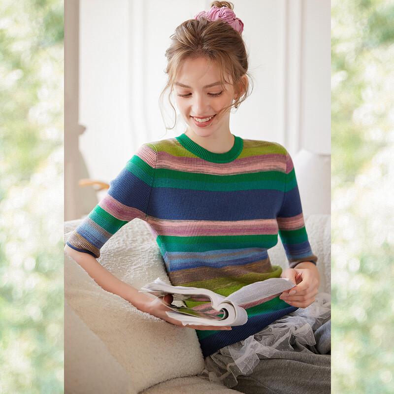 Women s Color Block Striped Knit Top XL