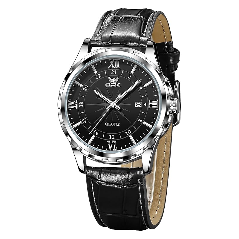 

OPK watch mens quartz simple Fashionable classic watch mens date waterproof night light black