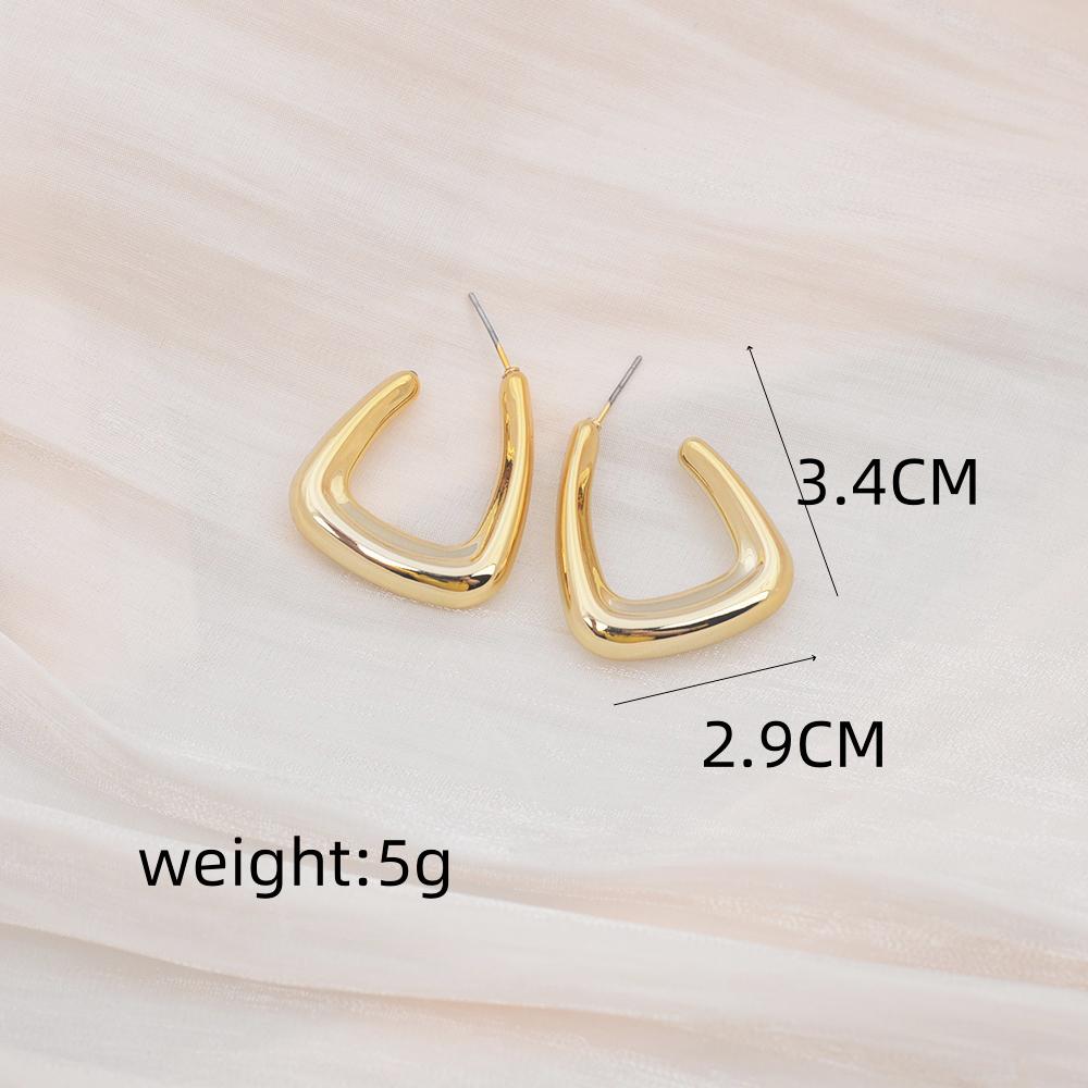 Velká geometrie ve tvaru U lichoběžník zlatá barva Hladké náušnice CCB pro ženy Minimalismus Hyperbole Módní párty šperky