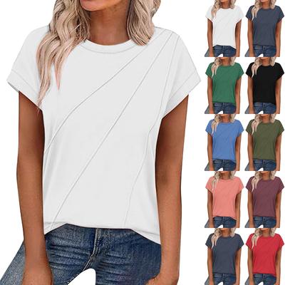 Damska Moda Casual Slim Fit Talia Rękaw z Kapselkiem Okrągły Dekolt T-Shirt Top