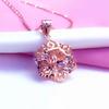 Purple Gold 3D Three-Dimensional Flower Pendant, Shining Foreign Gas Plated Rose Gold Smart Hollow Collarbone Chain