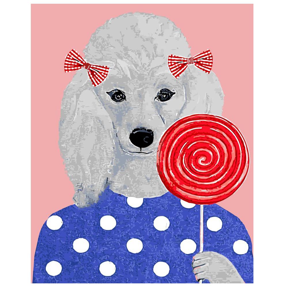

DIY Oil Painting By Numbers Handicraft Decor 40x50CM Frameless Poodle