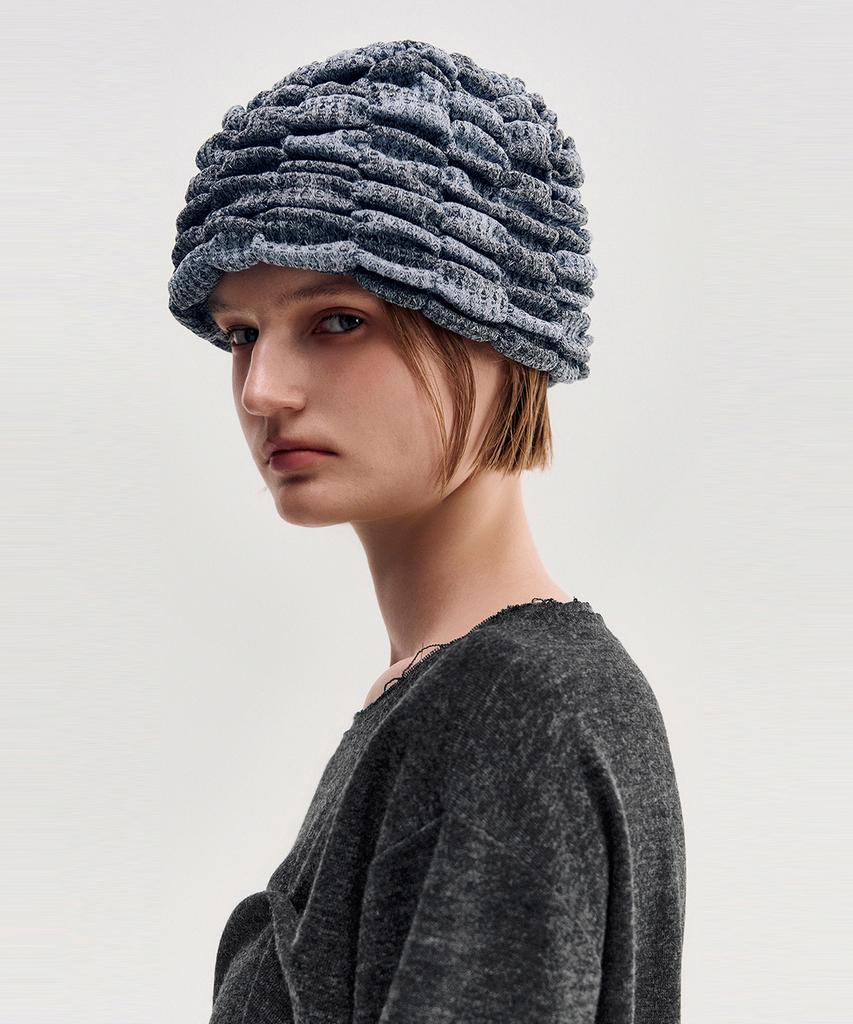 Kimjisu Melange Ruched Beanie _ Sky Blue