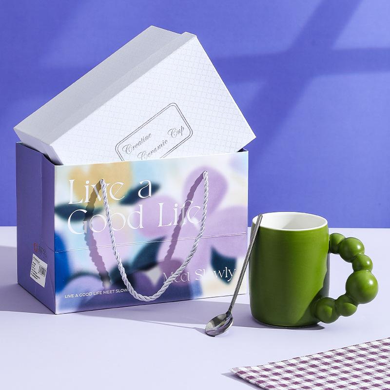 Život je dobrý Kreativní keramický hrnek Suvenýr Dárková taška Hrnek na kávu Hrnek na vodu Vysoký vzhled Dárkový předmět
