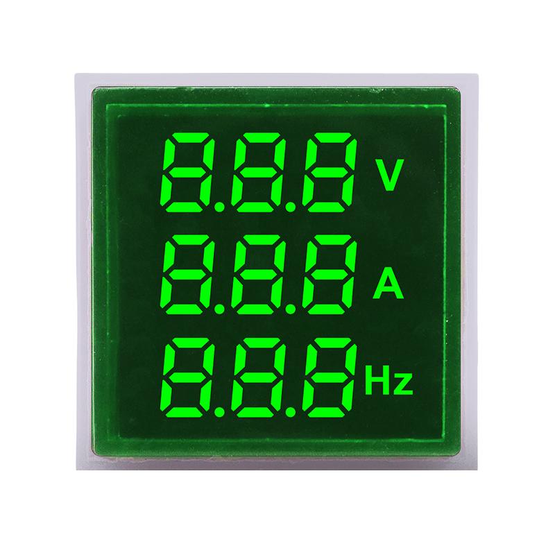Square LED Digital Voltmeter Ammeter Hertz Meter AC24-500V Voltage Current Frequency Combo Meter Signal Light Indicator Tester