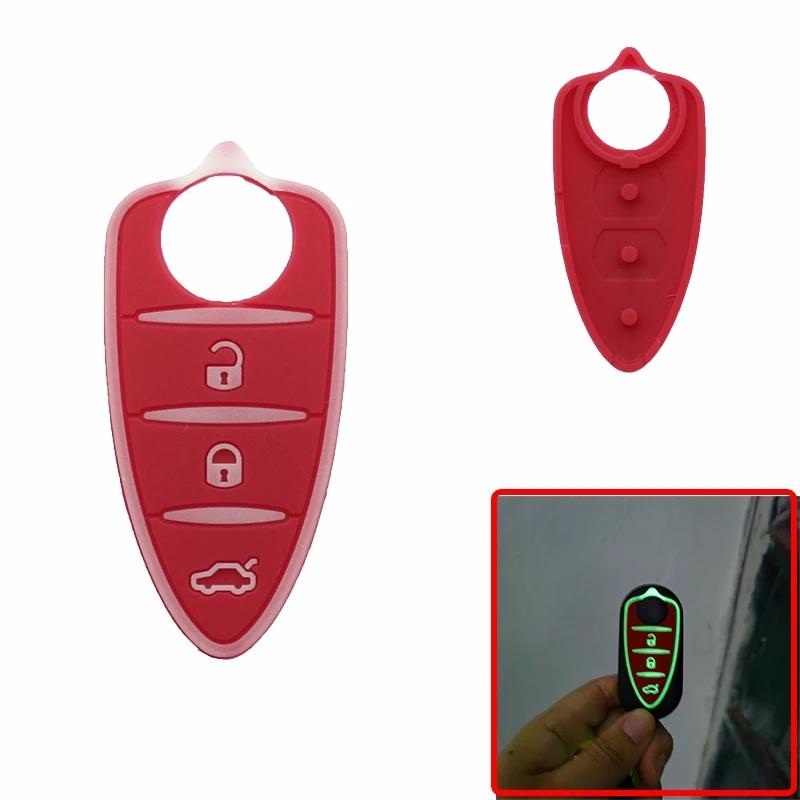 Cocolockey 3 Button Luminous Silicone Pad For Alfa Remote Key Shell For Alfa Romeo Mito Giulietta 159 Gta 4C Myth Car Accessory