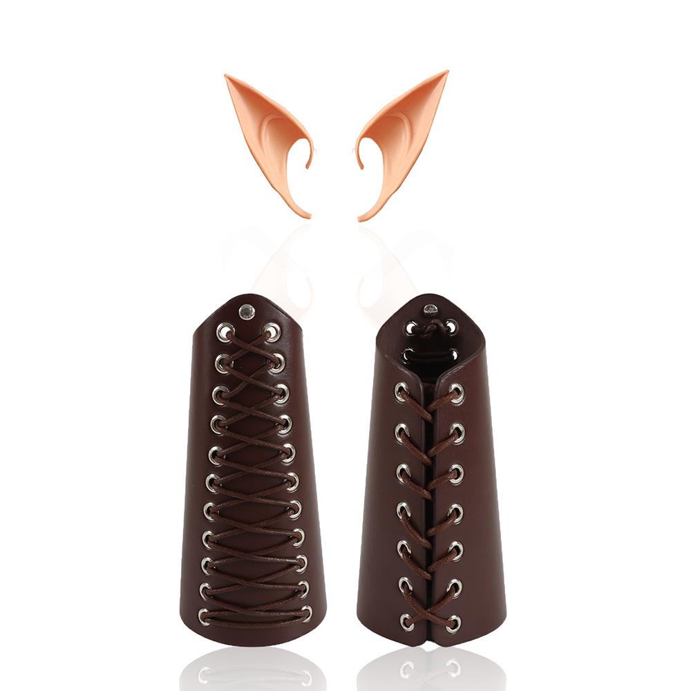 4PCS Medieval Retro Handsome Personality Drawstring Wristband Elf Ear Royal Ear Accessories Set Elf Battle Dress Accessories Set