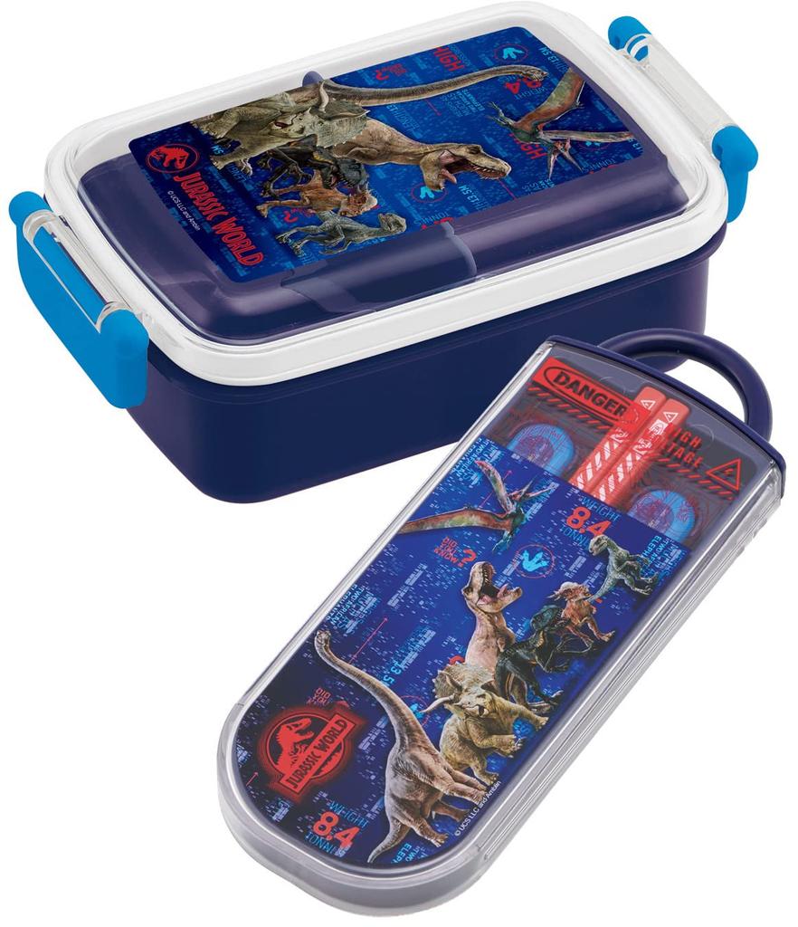 Skater Antibacterial Slide Trio Set Lunch and Fork Jurassic World 22 Made In Japan Children's (TACC2AG-A) - Box, Chopsticks, Spoon, - Design, Boys,