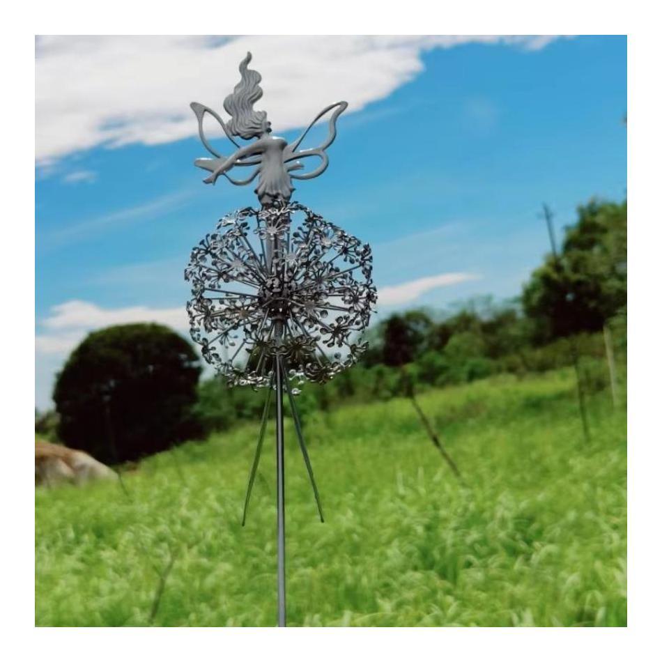 Lawn Landscape Sculpture Pixies Decoration Garden Decorative Fairies and Dandelions Dance Together Metal Garden Yard Art Decor