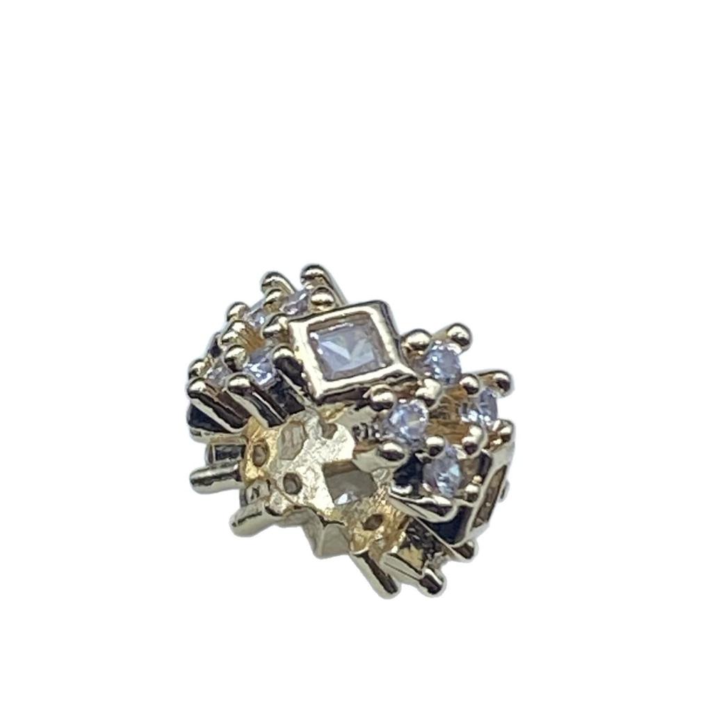 Elegant Double-Row Large Hole Barrel Bead with Crystal and Zircon Inlay for Jewelry Making