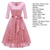 Women Prom Dress V Neck Back Zipper Bow Belt Tight Mid Waist Flower Embroidery A-line Loose Hem Long Sleeve Double Layers Elegant Party Banquet