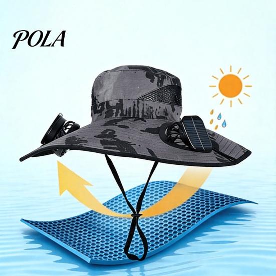 Adjustable Solar Fan Cap Sun Hat with Detachable Design, Three Fans UPF 50+ Bucket Battery Backup Hat, Fit Outdoor Cooling Type-C Charging, Power With