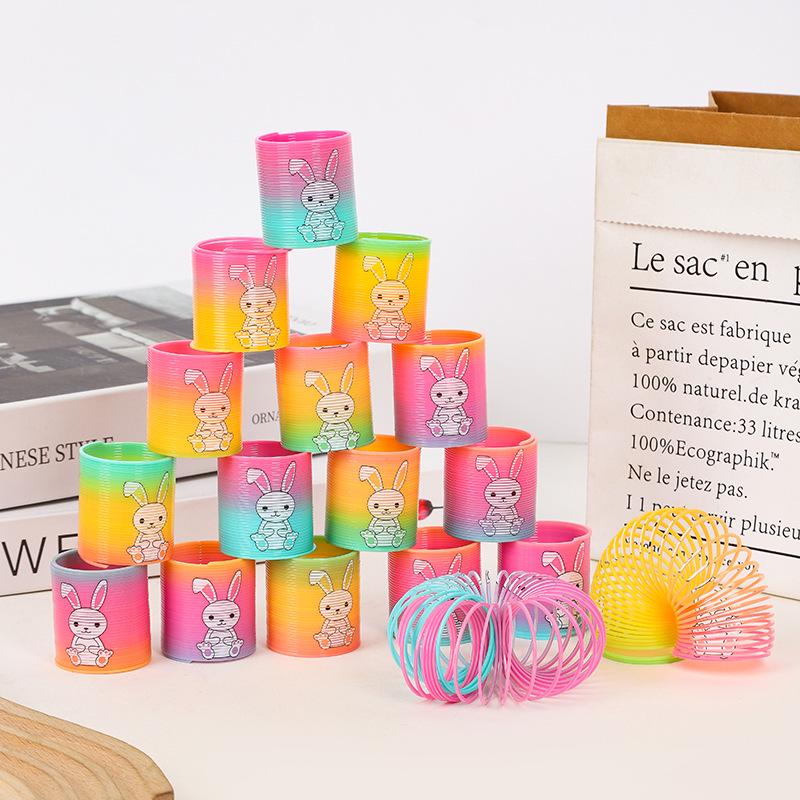 Rainbow Bunny Children's Mini Elastic Spring Toy - Colorful Slinky Prize