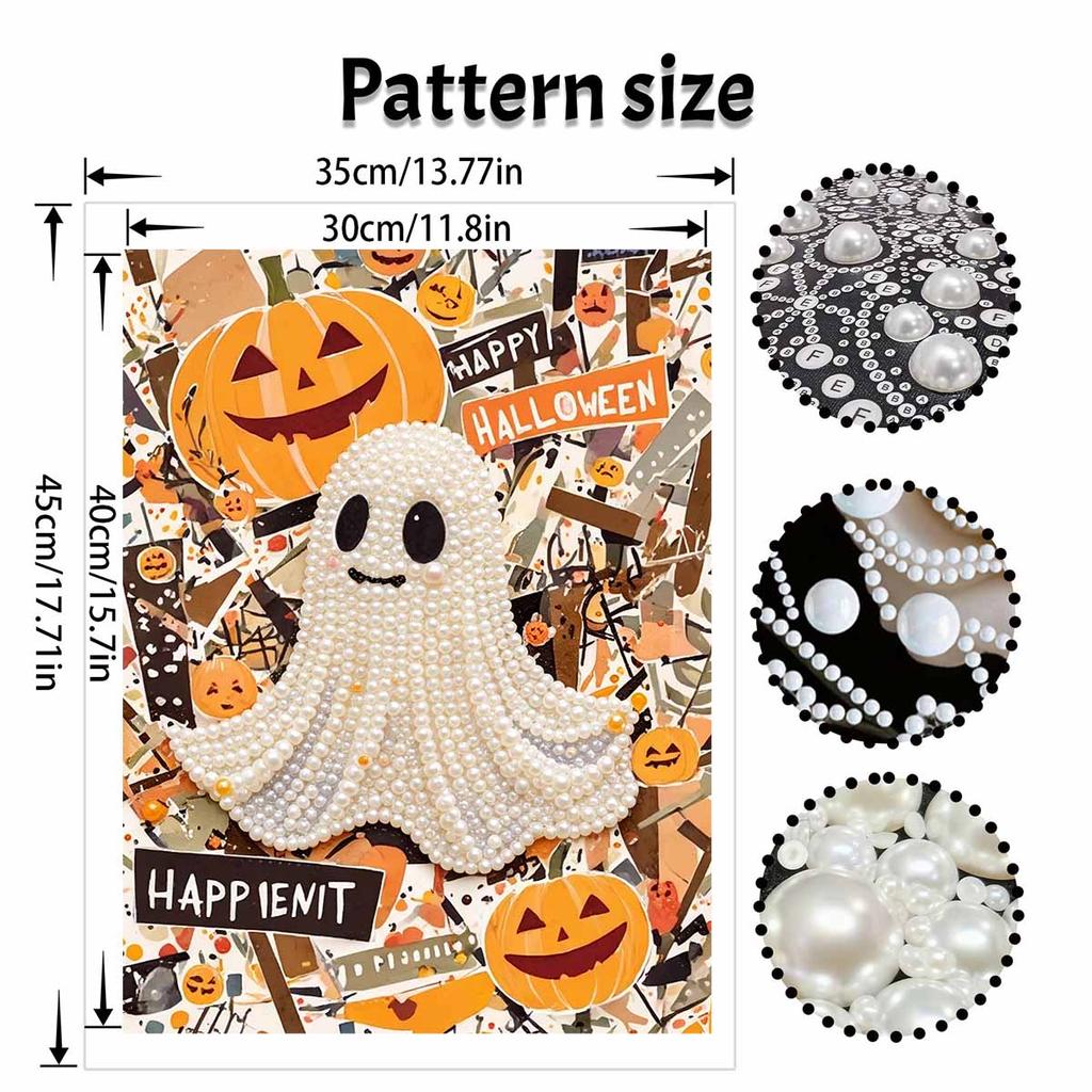 Halloween Ghost Pearl Painting Set 5D DIY Pearl Art Home Bedroom Wall Decor Handmade Craft Gift For Festival Holiday Party Supplies