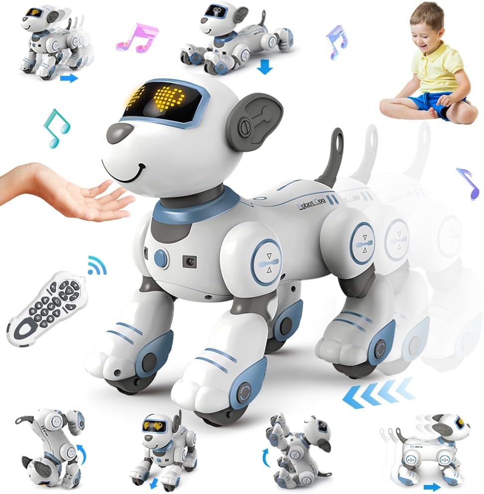 VATOS Remote Control Robot Dog Toy: Interactive Touch & Follow, 17 Functions, Programmable Dance Music RC. For Girls 3-12 Years