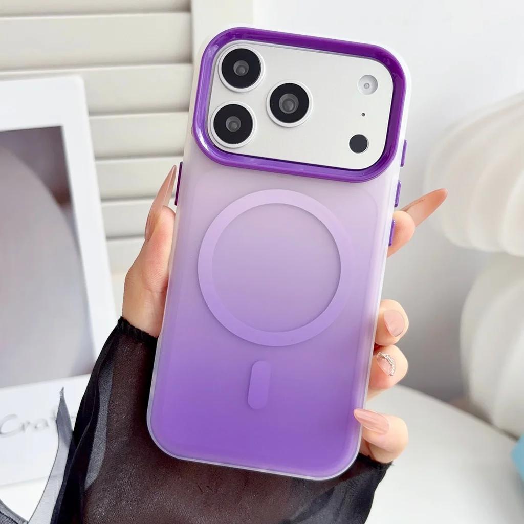 Frosted Gradient Color Magnetic Phone Case For iPhone 18 17 16 15 14 13 Pro Max Plus IMD For Magsafe Shockproof Cover
