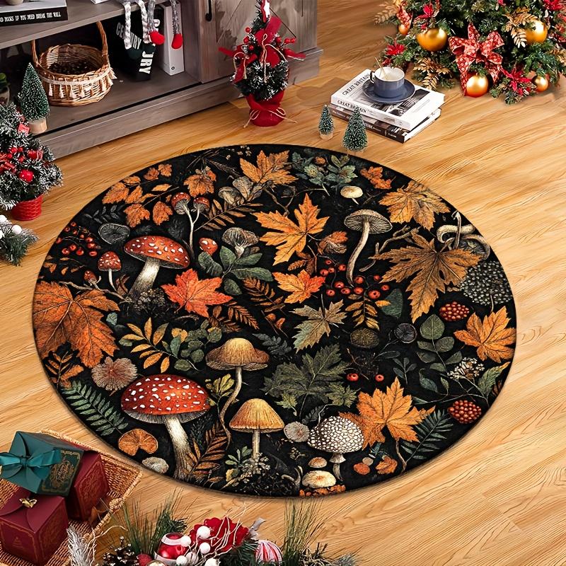 Boho Tribal Blue Round Carpet Medallion Floral Area Mat Nordic Retro Coffee Table Parlor Salon Decorative Space Solution