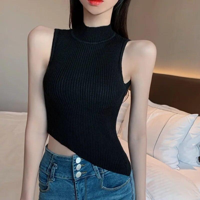 

Женская укороченная майка нестандартной вязки, облегающие футболки без рукавов, повседневные удобные дышащие жилеты для тренировок для тренировок, топы