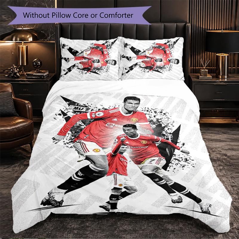 Biancheria da Letto a Tema Cristiano Ronaldo Set 3 Pezzi Copripiumino Biancheria da Letto Decorativa per Stanza Adolescenti Decorazione Casa