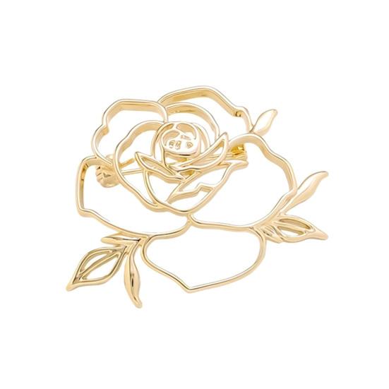 Women Brooch Hollow Rose Shape Lapel Pin Suits Coats Bags Scarves Badge Anti-Oxidation Versatile Accessory