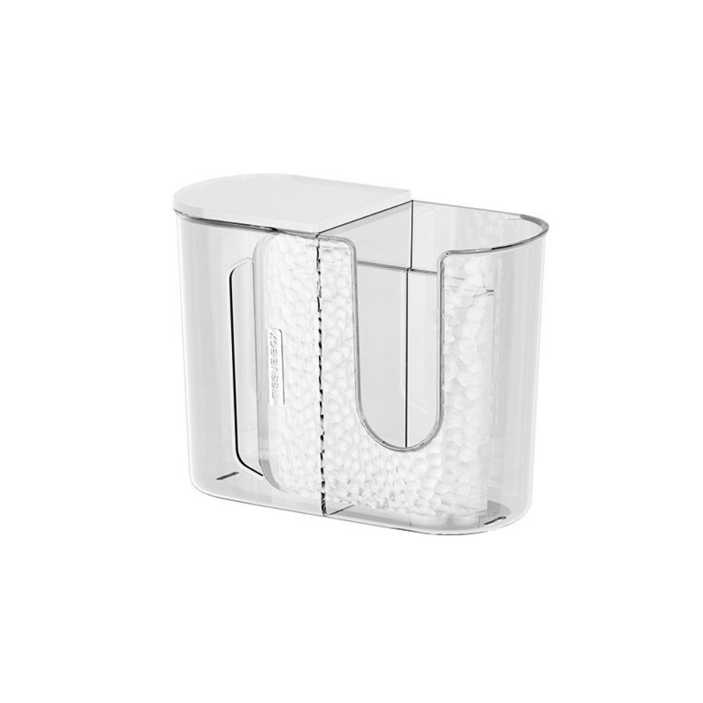 

Practical 2 in 1 Wall Mounted Tissue Box Plastic Space Saving Wipes Paper Storage Box No Punching Tissue Storage Box for Home