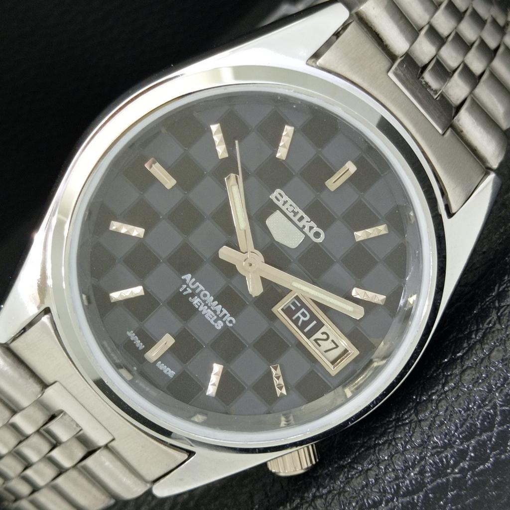 MENS VINTAGE SEIKO 5 AUTOMATIC REFURBISHED JAPAN BLACK DIAL WATCH A440436-9 Sk-a440436-1