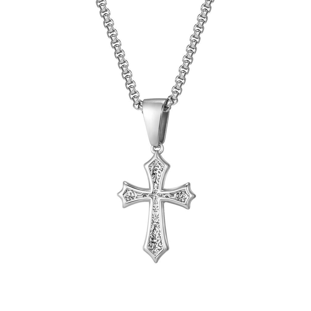 Vnox Small Stainless Steel Cross Necklaces, Retro Personality Pendant Accessories, Religion Faith Jewelry Gift