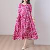 Elegant Women's Summer Dress Plus Size Casual Short Sleeve Vintage Loose Long Dress Summer Clothes