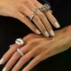 5Pcs Set Goth Crystal Open Ring For Women New Trend Geometric Adjustable Knuckle Rings New Year Party Jewelry Gift
