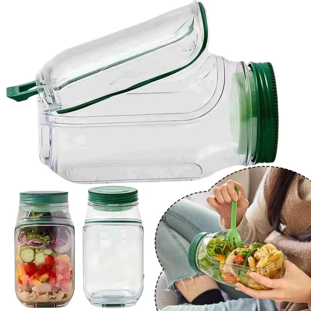 Plastic Salad Container Transparent Salad Pod Keep Fresh Organizer Mason Jar Meal Prep