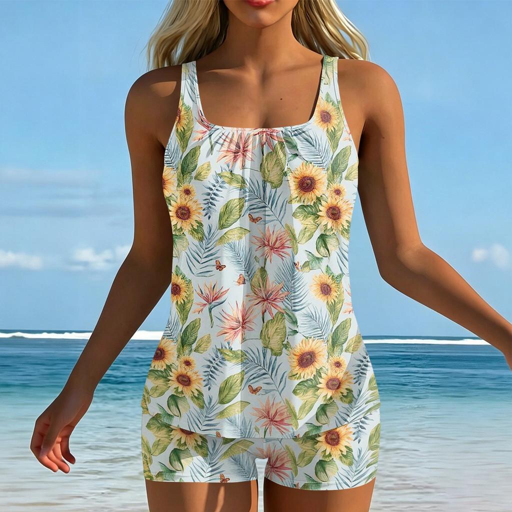 Women's Printed Split Swimsuit Sport Swimsuit Two-Piece Set