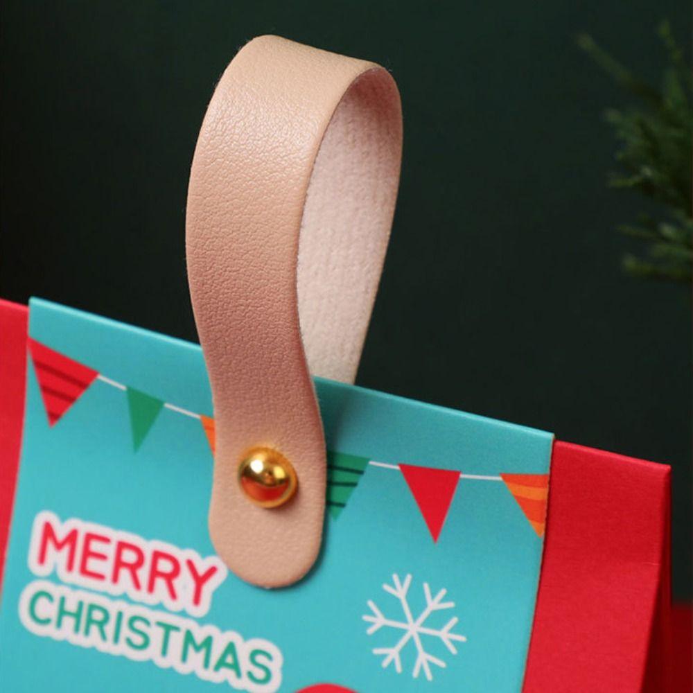 10Pcs Paper Christmas Gifts Bag Red Christmas Candy Gift Box Simple Gifts Wrap Handbag  Children