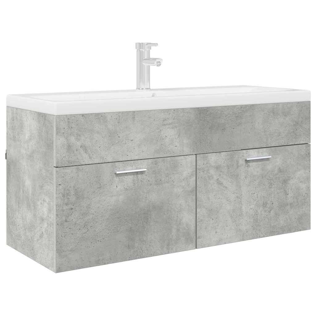 Washbasin Cabinet with Storage Concrete Grey Wood Based Material