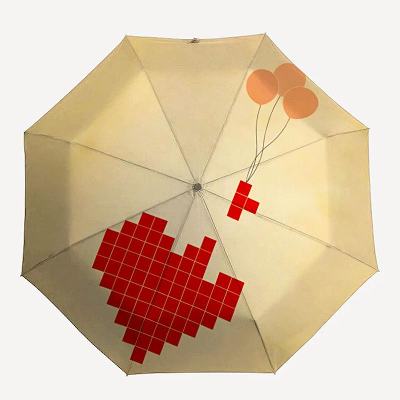 

1pc Heart Balloons Automatic Open/Close Umbrella Compact Folding Umbrella, All-Season Portable Umbrella for Women/Men F1124224