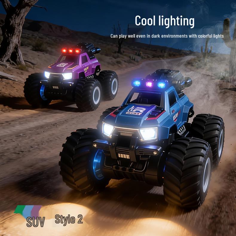 Cross-Country Big Foot RC Off-road Stunt Car with Spray Lights & Gear Shifting - Drop-Resistant Children's Toy