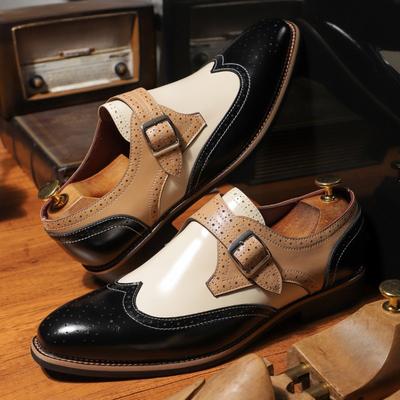 New Fashion Gentleman Mix Color Patent Leather Shoes For Men Business Party Flats Dress Monk Strap Loafers Homecoming Footwear