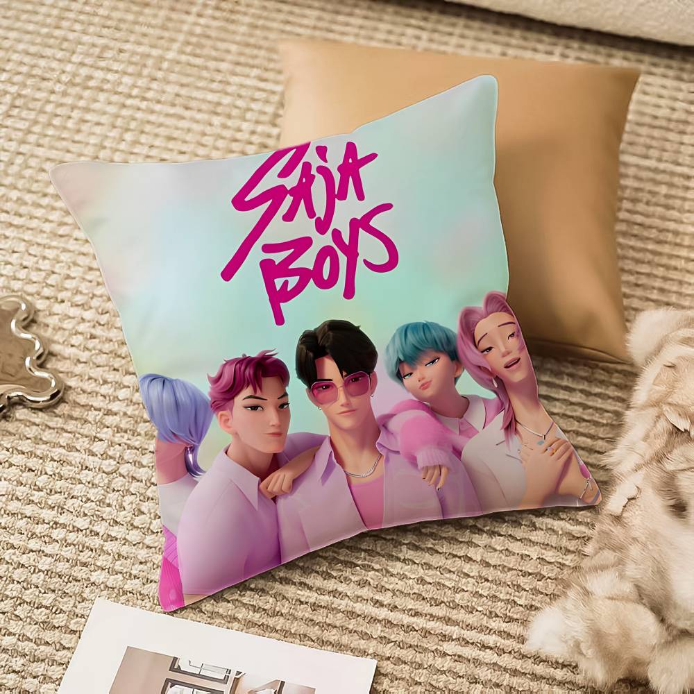 Cool K-Kpop D-Demon-hunterS Pillow Case Silky Short Plush With Invisible Zipper Dustproof Sofa Cushion Cover
