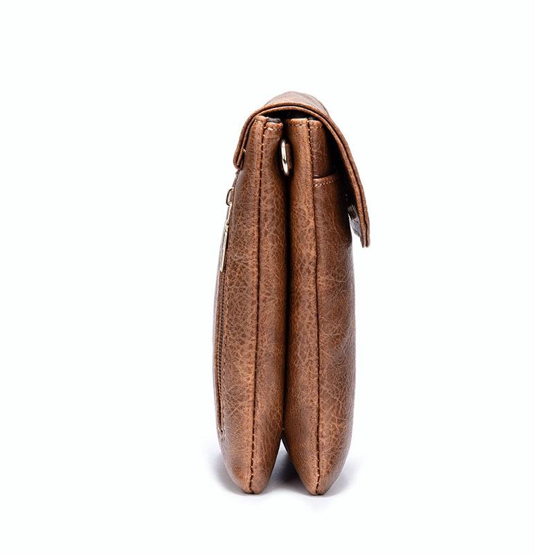 Bolso Bandolera Grande de Moda para Mujer Bolsos Cartera para Teléfono Móvil de Cuero PU Bolso Mensajero con Solapa Lisa Bolso de Hombro Pequeño Femenino para Mujer