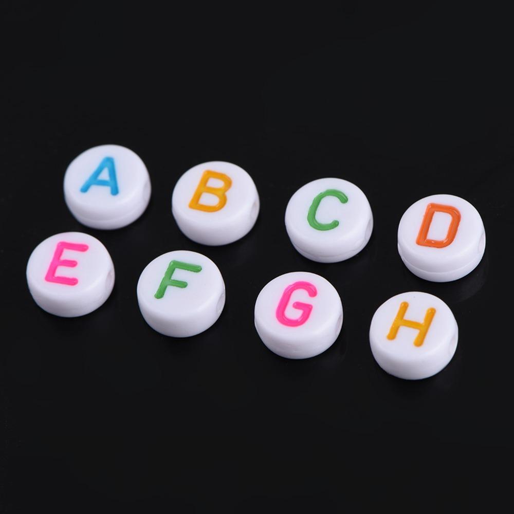 100PCS White Bead Alphabet Beads Colorful Letter Round Letter Beads Vowel Letter Beads  DIY Bracelet
