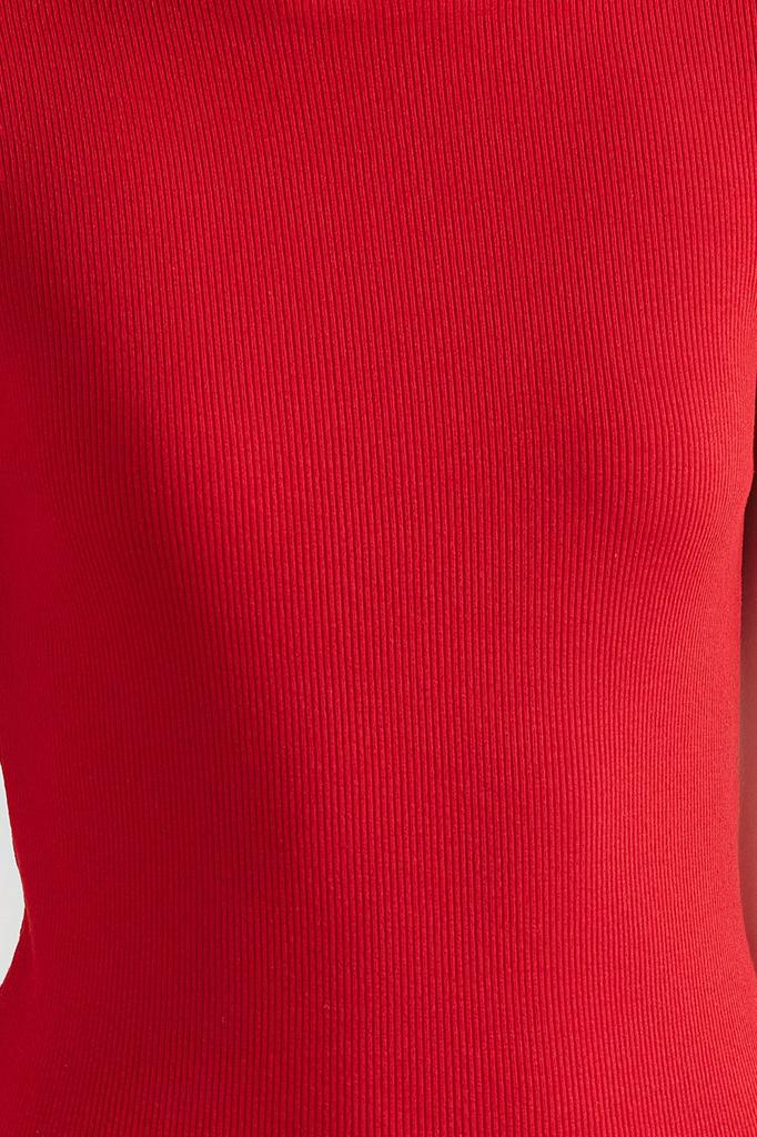 Women's Style Dress Black Crew Neck Ribbed Stretchy Knitted Midi Pencil Dress